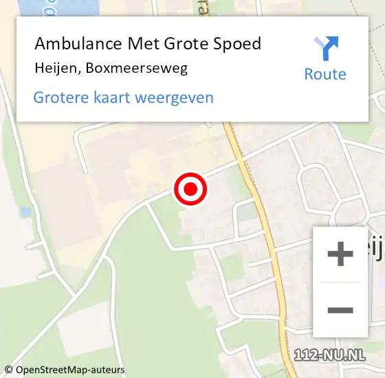 Locatie op kaart van de 112 melding: Ambulance Met Grote Spoed Naar Heijen, Boxmeerseweg op 12 april 2018 07:48
