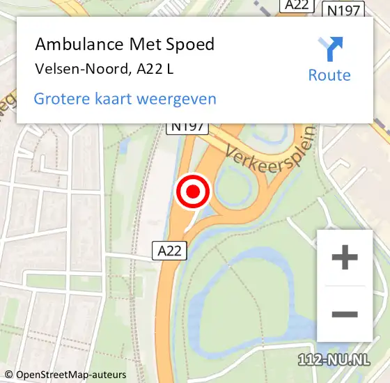Locatie op kaart van de 112 melding: Ambulance Met Spoed Naar Velsen-Noord, A22 L op 12 april 2018 08:02