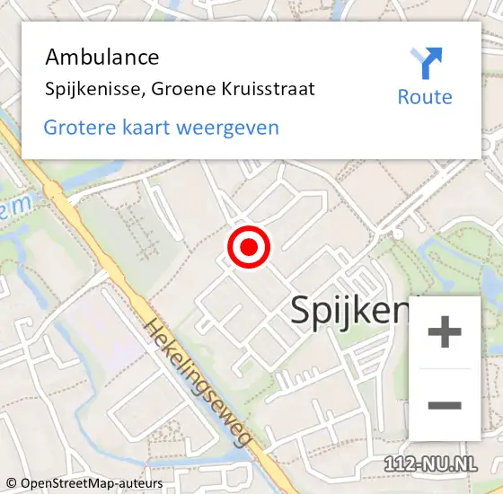 Locatie op kaart van de 112 melding: Ambulance Spijkenisse, Groene Kruisstraat op 12 april 2018 08:34