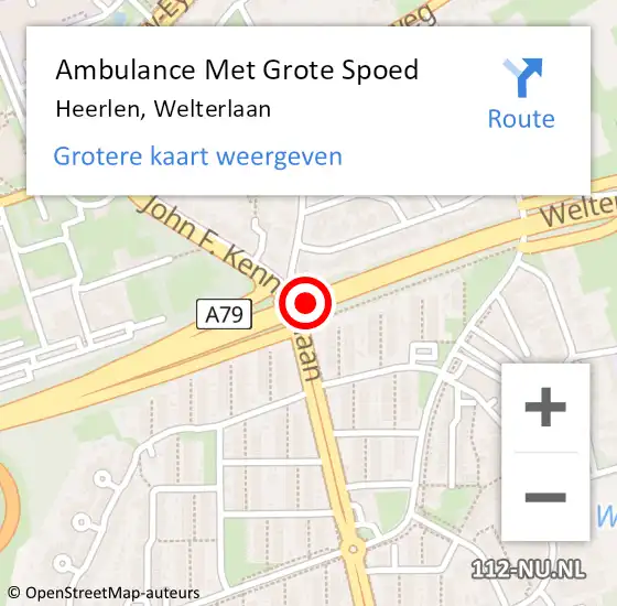 Locatie op kaart van de 112 melding: Ambulance Met Grote Spoed Naar Heerlen, Welterlaan op 12 april 2018 10:04