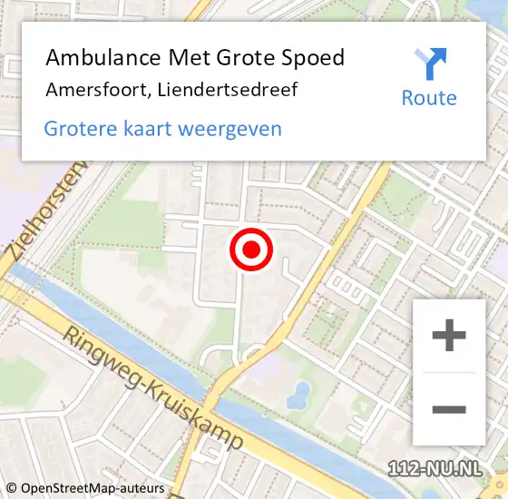 Locatie op kaart van de 112 melding: Ambulance Met Grote Spoed Naar Amersfoort, Liendertsedreef op 12 april 2018 12:42