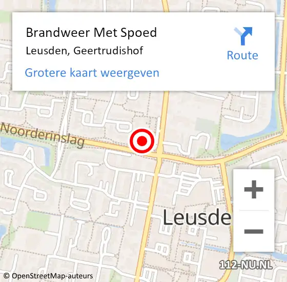 Locatie op kaart van de 112 melding: Brandweer Met Spoed Naar Leusden, Geertrudishof op 12 april 2018 15:28