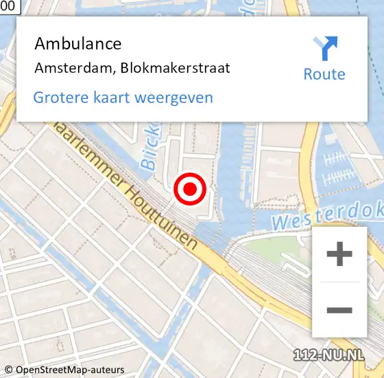 Locatie op kaart van de 112 melding: Ambulance Amsterdam, Blokmakerstraat op 12 april 2018 16:43