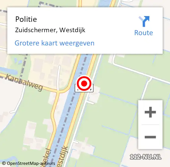 Locatie op kaart van de 112 melding: Politie Zuidschermer, Westdijk op 12 april 2018 17:21