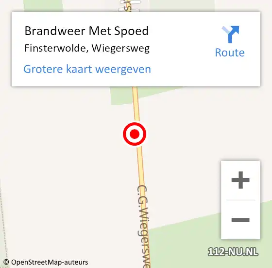 Locatie op kaart van de 112 melding: Brandweer Met Spoed Naar Finsterwolde, Wiegersweg op 12 april 2018 19:46