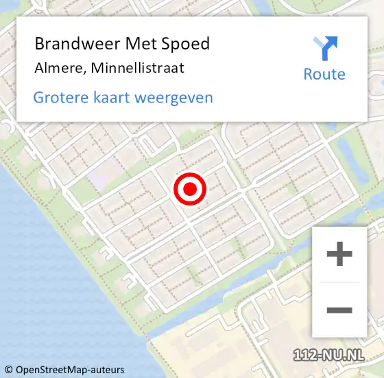 Locatie op kaart van de 112 melding: Brandweer Met Spoed Naar Almere, Minnellistraat op 12 april 2018 20:42