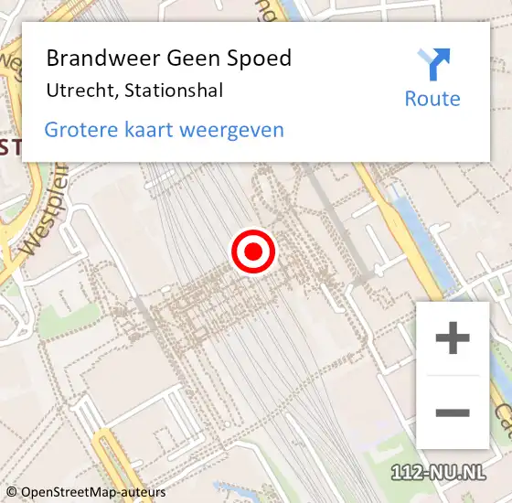 Locatie op kaart van de 112 melding: Brandweer Geen Spoed Naar Utrecht, Stationshal op 12 april 2018 21:37