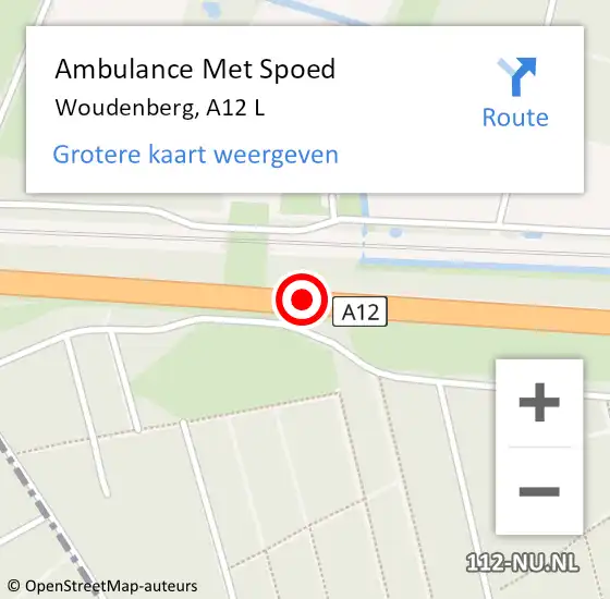 Locatie op kaart van de 112 melding: Ambulance Met Spoed Naar Woudenberg, A12 L op 13 april 2018 00:39