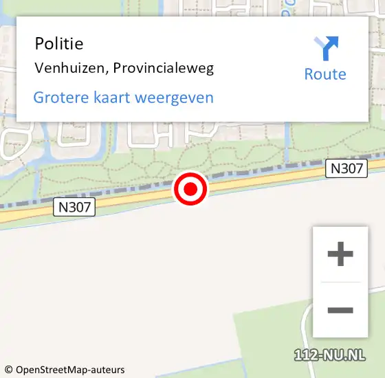 Locatie op kaart van de 112 melding: Politie Venhuizen, Provincialeweg op 13 april 2018 07:08