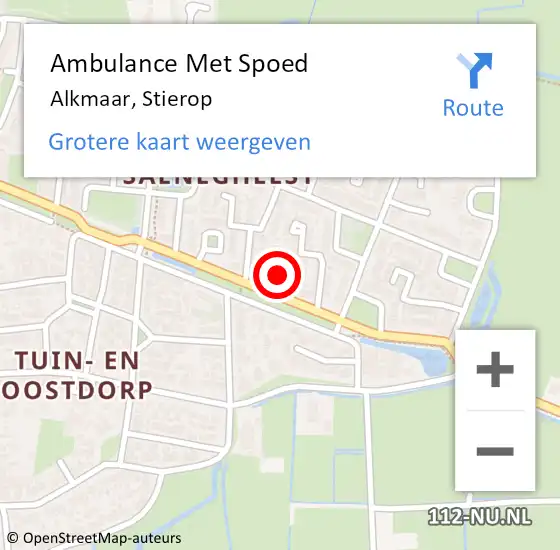 Locatie op kaart van de 112 melding: Ambulance Met Spoed Naar Alkmaar, Stierop op 13 april 2018 09:27