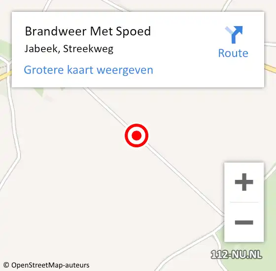 Locatie op kaart van de 112 melding: Brandweer Met Spoed Naar Jabeek, Streekweg op 13 april 2018 11:07