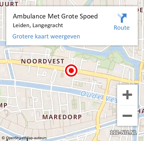 Locatie op kaart van de 112 melding: Ambulance Met Grote Spoed Naar Leiden, Langegracht op 13 april 2018 11:21