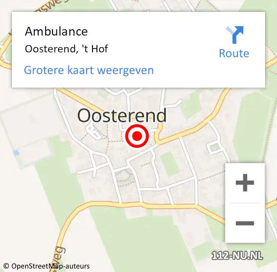 Locatie op kaart van de 112 melding: Ambulance Oosterend, 't Hof op 13 april 2018 12:27