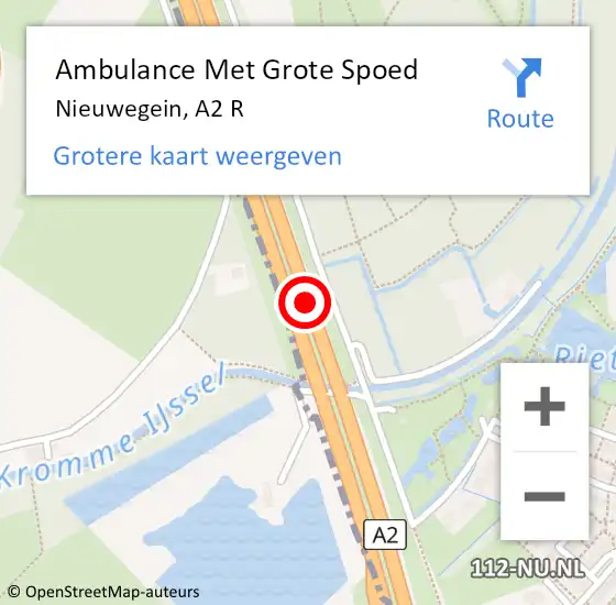 Locatie op kaart van de 112 melding: Ambulance Met Grote Spoed Naar Nieuwegein, A2 R op 13 april 2018 13:03