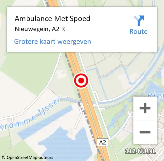 Locatie op kaart van de 112 melding: Ambulance Met Spoed Naar Nieuwegein, A2 R op 13 april 2018 13:20