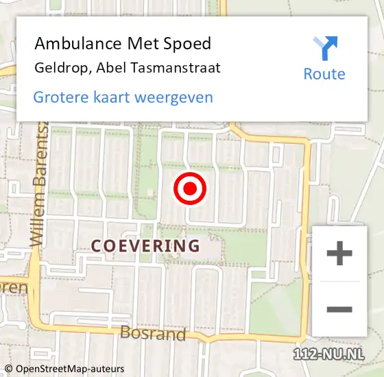 Locatie op kaart van de 112 melding: Ambulance Met Spoed Naar Geldrop, Abel Tasmanstraat op 13 april 2018 15:28