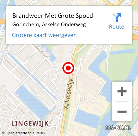 Locatie op kaart van de 112 melding: Brandweer Met Grote Spoed Naar Gorinchem, Arkelse Onderweg op 13 april 2018 15:41