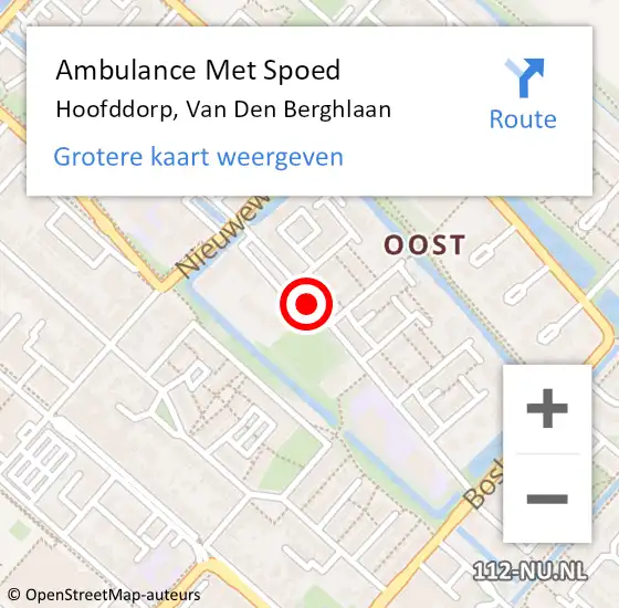 Locatie op kaart van de 112 melding: Ambulance Met Spoed Naar Hoofddorp, Van Den Berghlaan op 13 april 2018 20:35