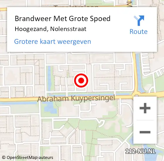 Locatie op kaart van de 112 melding: Brandweer Met Grote Spoed Naar Hoogezand, Nolensstraat op 13 april 2018 23:38