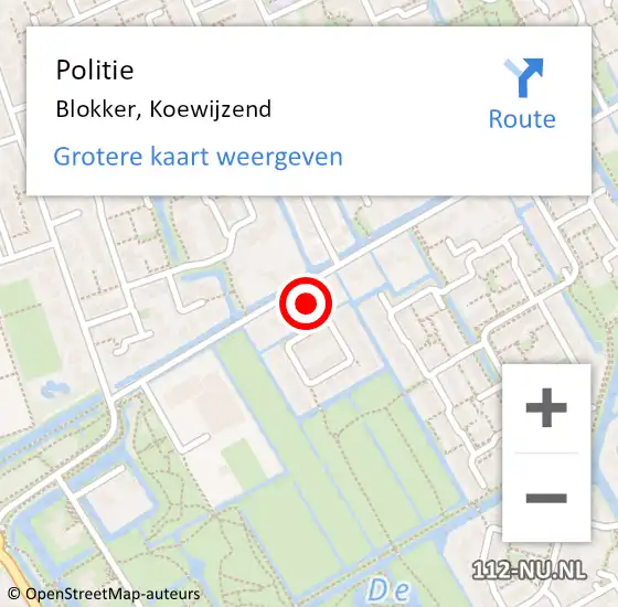 Locatie op kaart van de 112 melding: Politie Blokker, Koewijzend op 14 april 2018 11:56
