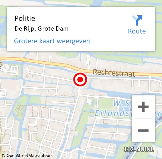 Locatie op kaart van de 112 melding: Politie De Rijp, Grote Dam op 14 april 2018 14:28