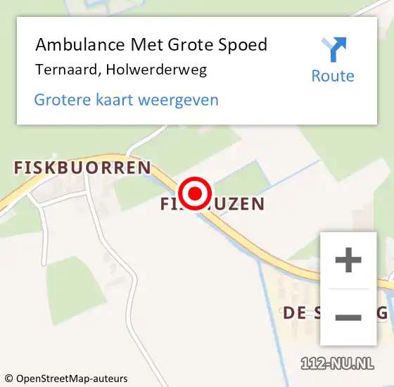 Locatie op kaart van de 112 melding: Ambulance Met Grote Spoed Naar Ternaard, Holwerderweg op 14 april 2018 17:48