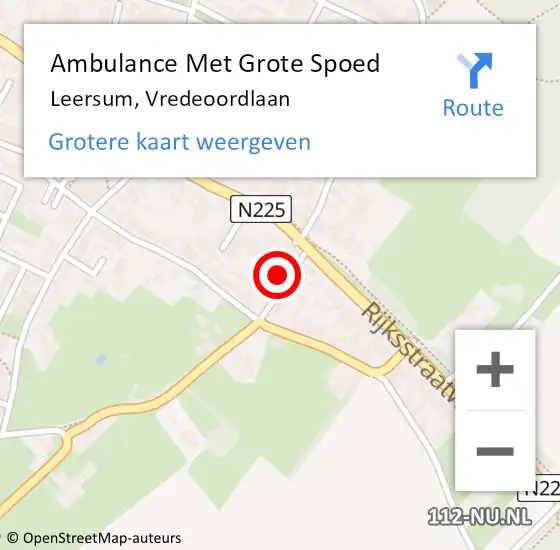 Locatie op kaart van de 112 melding: Ambulance Met Grote Spoed Naar Leersum, Vredeoordlaan op 14 april 2018 18:19
