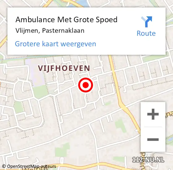 Locatie op kaart van de 112 melding: Ambulance Met Grote Spoed Naar Vlijmen, Pasternaklaan op 14 april 2018 18:23