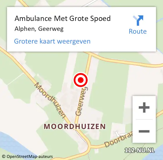 Locatie op kaart van de 112 melding: Ambulance Met Grote Spoed Naar Alphen, Geerweg op 14 april 2018 19:01