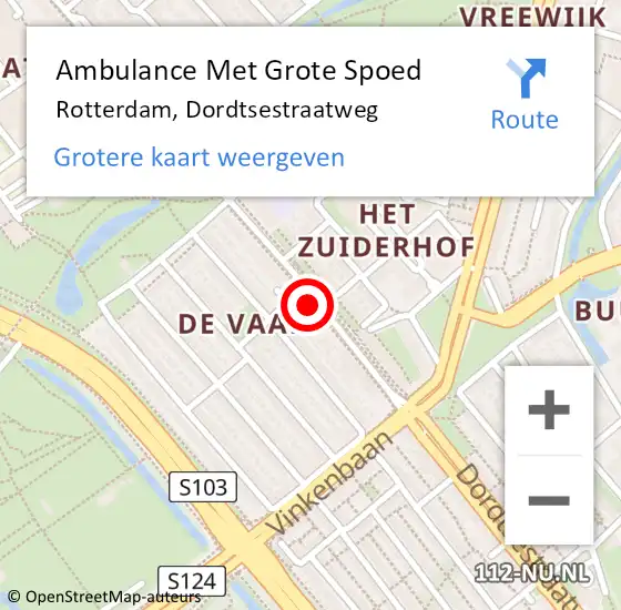 Locatie op kaart van de 112 melding: Ambulance Met Grote Spoed Naar Rotterdam, Dordtsestraatweg op 14 april 2018 19:32