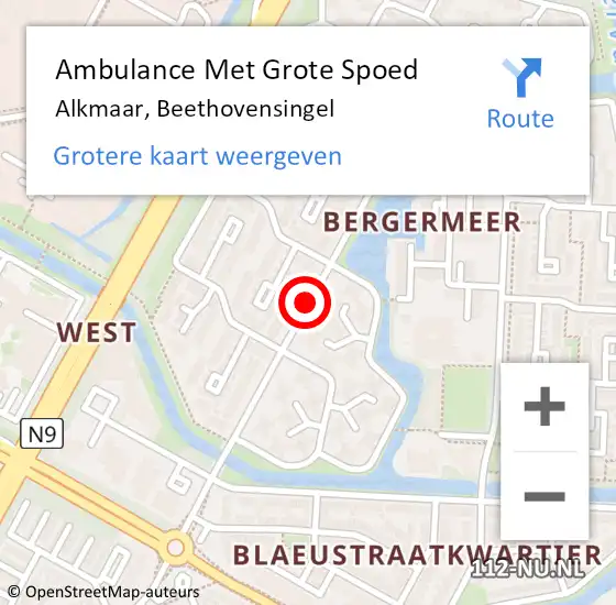 Locatie op kaart van de 112 melding: Ambulance Met Grote Spoed Naar Alkmaar, Beethovensingel op 15 april 2018 02:15