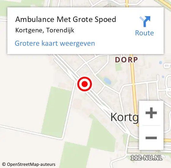 Locatie op kaart van de 112 melding: Ambulance Met Grote Spoed Naar Kortgene, Torendijk op 15 april 2018 05:51