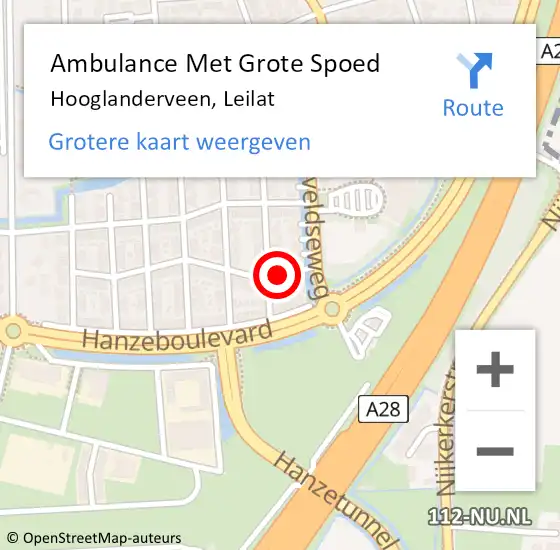 Locatie op kaart van de 112 melding: Ambulance Met Grote Spoed Naar Hooglanderveen, Leilat op 15 april 2018 09:21