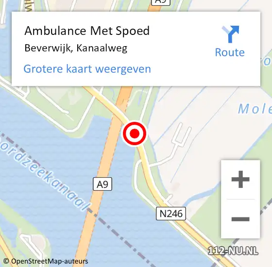 Locatie op kaart van de 112 melding: Ambulance Met Spoed Naar Beverwijk, Kanaalweg op 15 april 2018 11:17