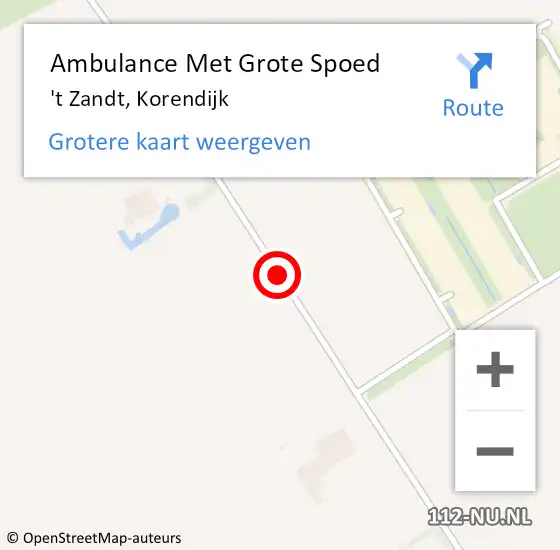Locatie op kaart van de 112 melding: Ambulance Met Grote Spoed Naar 't Zandt, Korendijk op 15 april 2018 13:50