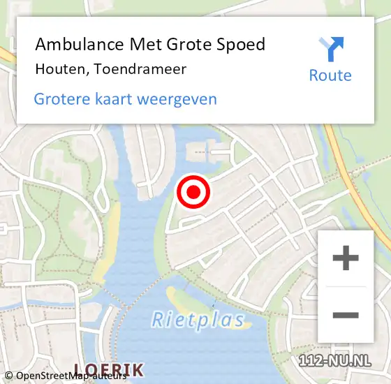 Locatie op kaart van de 112 melding: Ambulance Met Grote Spoed Naar Houten, Toendrameer op 15 april 2018 13:58