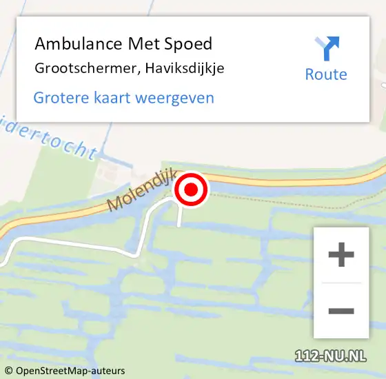 Locatie op kaart van de 112 melding: Ambulance Met Spoed Naar Grootschermer, Haviksdijkje op 15 april 2018 17:15