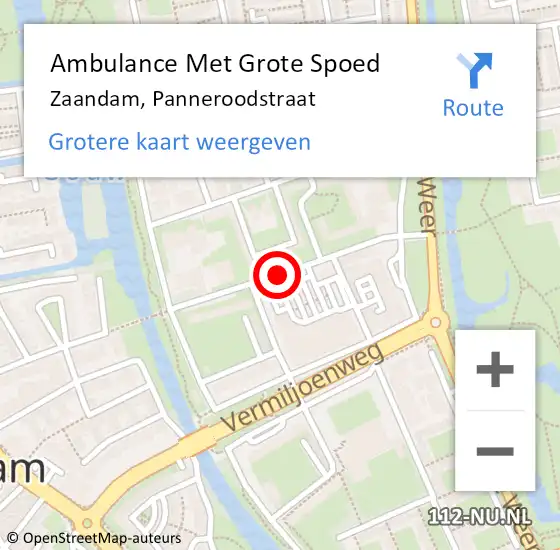 Locatie op kaart van de 112 melding: Ambulance Met Grote Spoed Naar Zaandam, Panneroodstraat op 15 april 2018 18:46