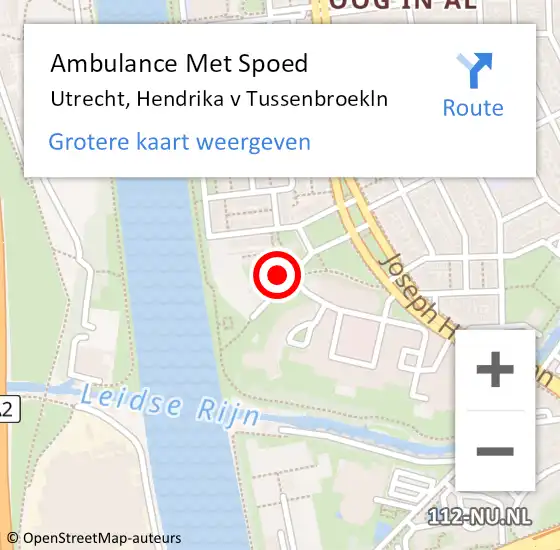 Locatie op kaart van de 112 melding: Ambulance Met Spoed Naar Utrecht, Hendrika v Tussenbroekln op 15 april 2018 18:59