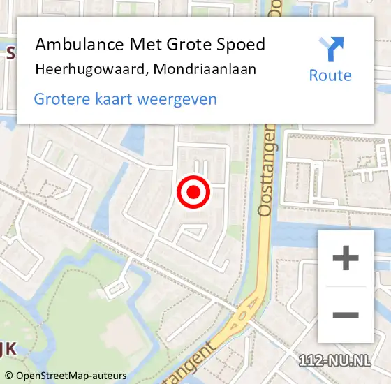 Locatie op kaart van de 112 melding: Ambulance Met Grote Spoed Naar Heerhugowaard, Mondriaanlaan op 15 april 2018 21:06