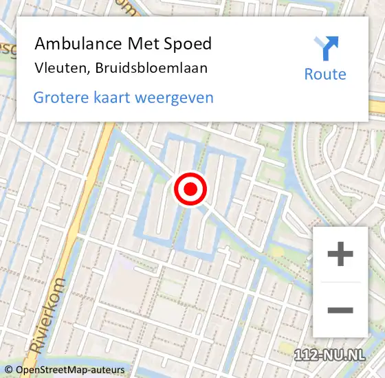 Locatie op kaart van de 112 melding: Ambulance Met Spoed Naar Vleuten, Bruidsbloemlaan op 15 april 2018 21:11