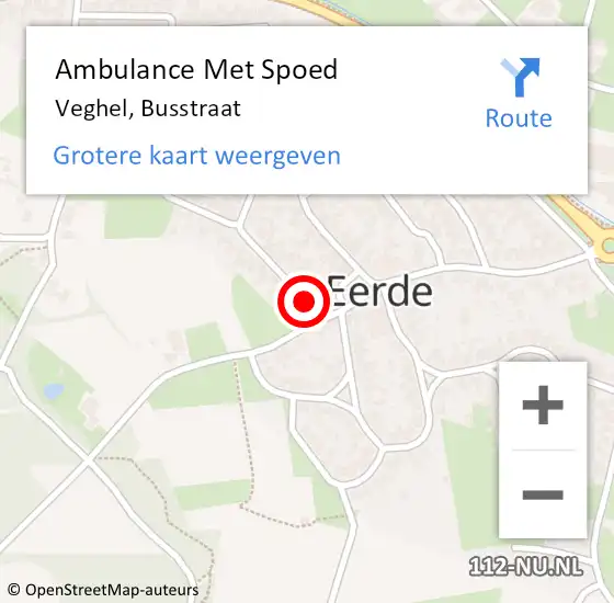 Locatie op kaart van de 112 melding: Ambulance Met Spoed Naar Veghel, Busstraat op 15 april 2018 22:45