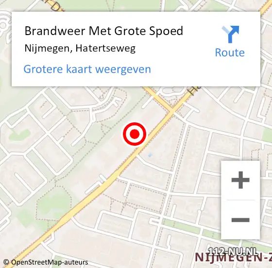 Locatie op kaart van de 112 melding: Brandweer Met Grote Spoed Naar Nijmegen, Hatertseweg op 16 april 2018 03:13