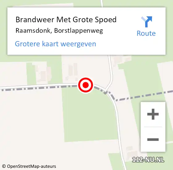 Locatie op kaart van de 112 melding: Brandweer Met Grote Spoed Naar Raamsdonk, Borstlappenweg op 16 april 2018 07:15