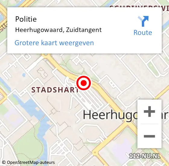 Locatie op kaart van de 112 melding: Politie Heerhugowaard, Zuidtangent op 16 april 2018 11:58