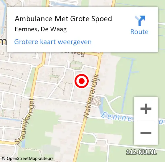Locatie op kaart van de 112 melding: Ambulance Met Grote Spoed Naar Eemnes, De Waag op 16 april 2018 19:50