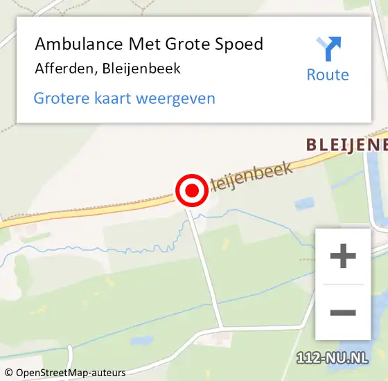 Locatie op kaart van de 112 melding: Ambulance Met Grote Spoed Naar Afferden, Bleijenbeek op 16 april 2018 20:21