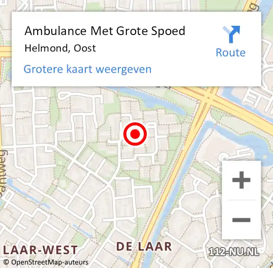 Locatie op kaart van de 112 melding: Ambulance Met Grote Spoed Naar Helmond, Oost op 16 april 2018 22:43