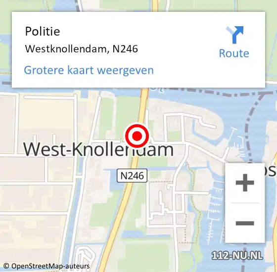Locatie op kaart van de 112 melding: Politie Westknollendam, N246 op 16 april 2018 23:52
