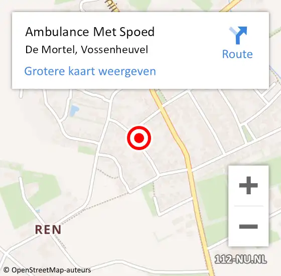 Locatie op kaart van de 112 melding: Ambulance Met Spoed Naar De Mortel, Vossenheuvel op 17 april 2018 00:57